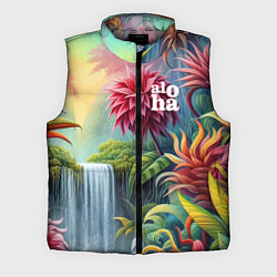 Мужской жилет Гавайские тропические цветы - алоха, цвет: 3D-светло-серый