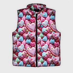 Мужской жилет Карамельные сердечки, цвет: 3D-черный