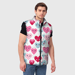 Мужской жилет Сердечки-смайлики, цвет: 3D-черный — фото 2