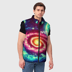 Мужской жилет Spiral galaxy - neon glow, цвет: 3D-черный — фото 2