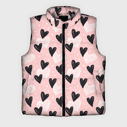 Мужской жилет Романтичный паттерн с сердечками на розовом фоне, цвет: 3D-светло-серый