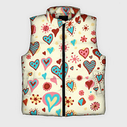 Мужской жилет Цветные сердечки, цвет: 3D-красный