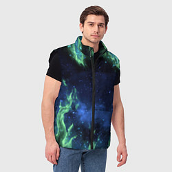 Мужской жилет Зеленые языки пламени, цвет: 3D-черный — фото 2
