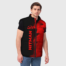 Мужской жилет Hitman - red gradient по-вертикали, цвет: 3D-черный — фото 2