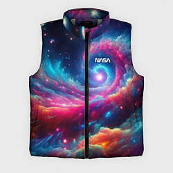 Мужской жилет Неоновая галактическая спираль - нейроарт, цвет: 3D-светло-серый
