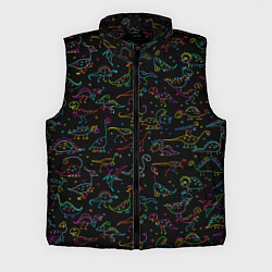 Мужской жилет Кислотные динозаврики, цвет: 3D-черный