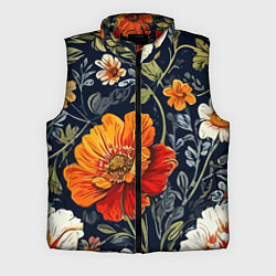 Мужской жилет Маки и пионы старинный паттерн, цвет: 3D-красный