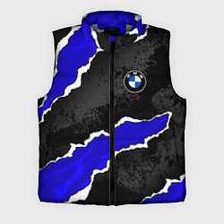 Мужской жилет BMW - синие разрывы, цвет: 3D-светло-серый