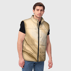Мужской жилет Светлый коричневый текстура камень мрамор, цвет: 3D-черный — фото 2