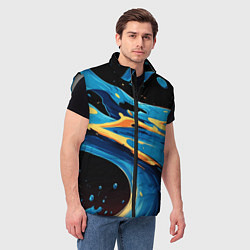 Мужской жилет Синяя волна из красок, цвет: 3D-светло-серый — фото 2