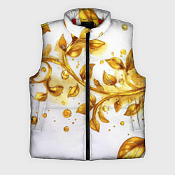 Мужской жилет Золотые листья на белом, цвет: 3D-красный