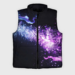 Мужской жилет Фиолетово-синяя абстрактная волна, цвет: 3D-черный