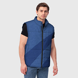 Мужской жилет Синий текстурный с полосой, цвет: 3D-черный — фото 2