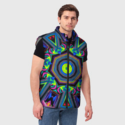 Мужской жилет Оптический узор неоновые краски, цвет: 3D-светло-серый — фото 2
