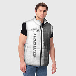 Мужской жилет Subaru - white gradient по-вертикали, цвет: 3D-черный — фото 2