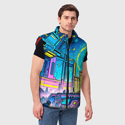 Мужской жилет Космический город, цвет: 3D-красный — фото 2