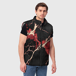 Мужской жилет Красно-черная потертая текстура, цвет: 3D-светло-серый — фото 2