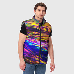 Мужской жилет Неоновые полосы текстура, цвет: 3D-светло-серый — фото 2