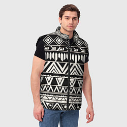 Мужской жилет Черно белый орнамент в этническом стиле, цвет: 3D-черный — фото 2