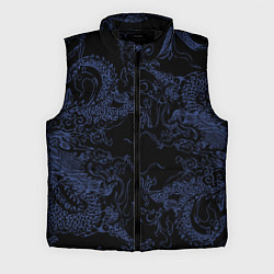 Мужской жилет Синий дракон на черном, цвет: 3D-черный