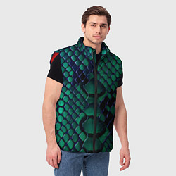 Мужской жилет Бирюзовая змеиная кожа, цвет: 3D-красный — фото 2