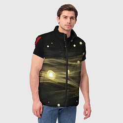 Мужской жилет Золотистый свет на черной текстуре, цвет: 3D-красный — фото 2