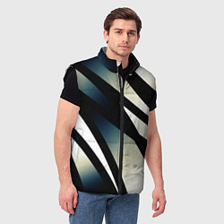 Мужской жилет Чёрно-белый с синим затемнением полосы, цвет: 3D-черный — фото 2
