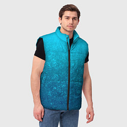 Мужской жилет Лазурный голубой текстурный градиент, цвет: 3D-черный — фото 2