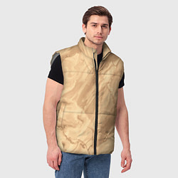 Мужской жилет Бежевая текстура каменная мрамор, цвет: 3D-светло-серый — фото 2