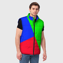 Мужской жилет Зелёно-сине-красный трёхцветный, цвет: 3D-черный — фото 2