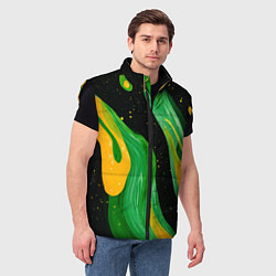 Мужской жилет Зелено-желтая краска на черном, цвет: 3D-черный — фото 2