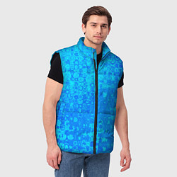 Мужской жилет Голубой неоновый абстрактная текстура, цвет: 3D-черный — фото 2