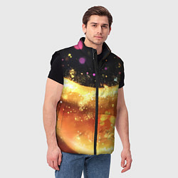 Мужской жилет Черно-золотой фон текстуры с блеском, цвет: 3D-черный — фото 2