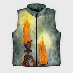 Мужской жилет Две горящие свечи в темноте, цвет: 3D-черный