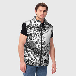Мужской жилет Татуировка дракона на белом, цвет: 3D-черный — фото 2