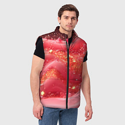 Мужской жилет Розовая волнистая блестящая текстура, цвет: 3D-черный — фото 2