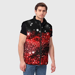 Мужской жилет Красно-черная блестящая текстура, цвет: 3D-черный — фото 2