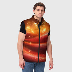 Мужской жилет Красная волнистая текстура с блеском, цвет: 3D-черный — фото 2