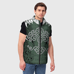 Мужской жилет Древние руны и древо жизни с крыльями, цвет: 3D-черный — фото 2