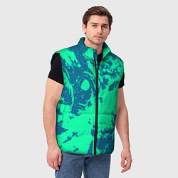 Мужской жилет Сине-зелёный абстракция краски, цвет: 3D-черный — фото 2