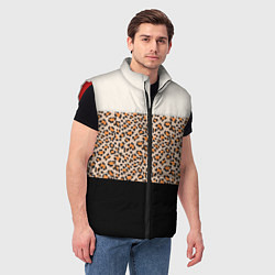 Мужской жилет Леопардовый паттерн с черной и бежевой полосой, цвет: 3D-красный — фото 2