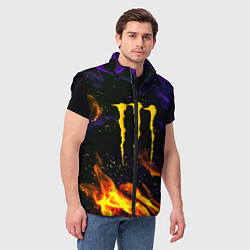 Мужской жилет Monster energy лого в огне, цвет: 3D-черный — фото 2