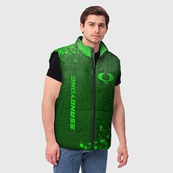 Мужской жилет SsangYong - green gradient вертикально, цвет: 3D-черный — фото 2