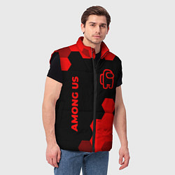 Мужской жилет Among Us - red gradient вертикально, цвет: 3D-черный — фото 2