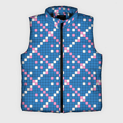 Мужской жилет Синяя розовая с белым плитка, цвет: 3D-черный