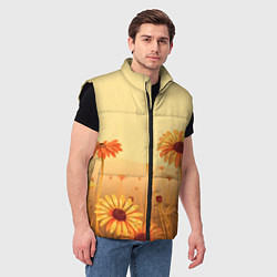 Мужской жилет Цветы на закате, цвет: 3D-черный — фото 2