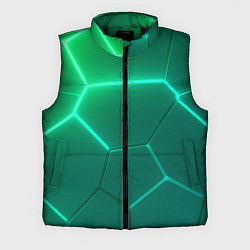 Мужской жилет Зеленые неоновые плитки, цвет: 3D-черный