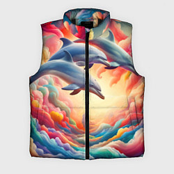 Мужской жилет Три небесных дельфина - нейроарт фантазия