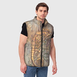 Мужской жилет Стимпанк механический киберхамелеон, цвет: 3D-черный — фото 2