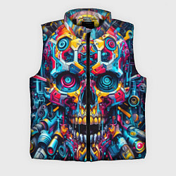 Мужской жилет Кибер череп - нейроарт паттерн